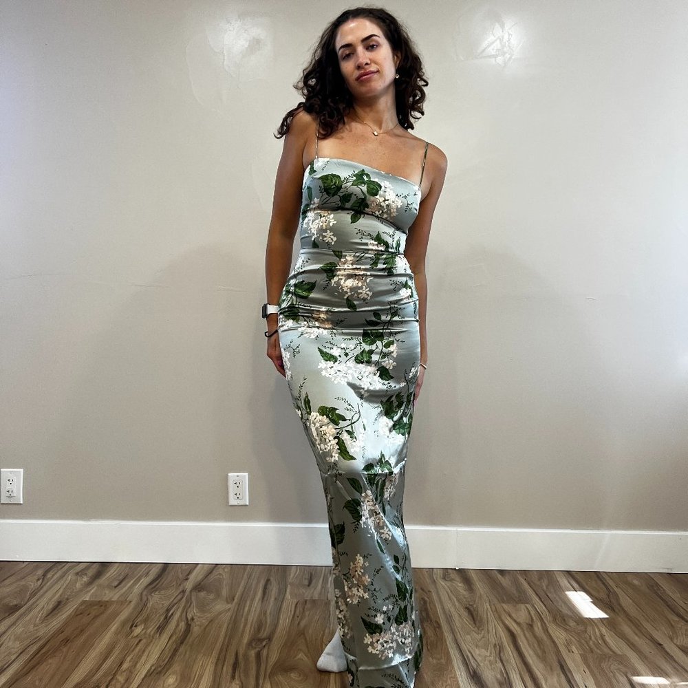 Reformation Green Floral Maxi Dress